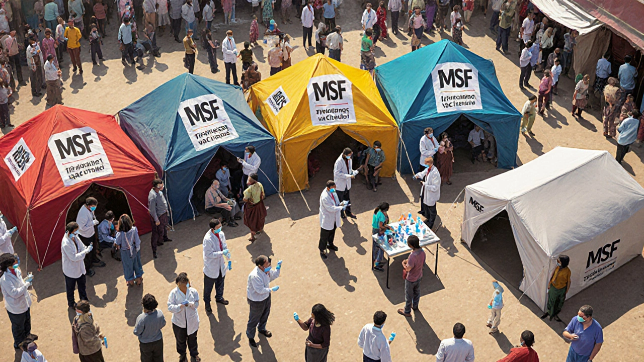 MSF mobile clinic vaccinating locals during a flu outbreak.