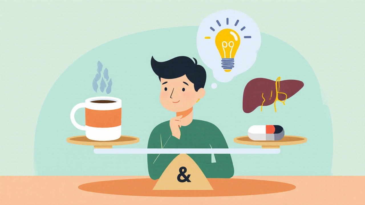 Person balancing Modafinil against other stimulants on a minimalist scale.