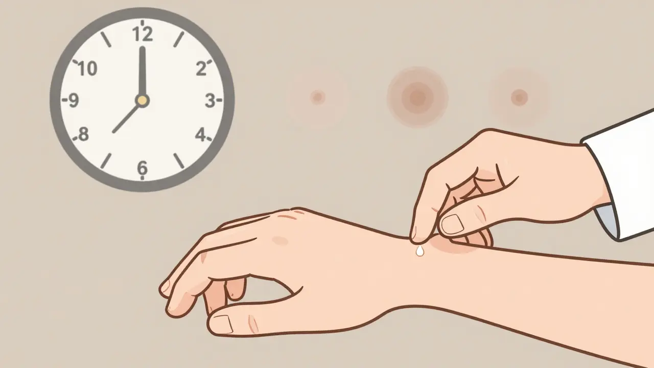 A doctor applying treatment to a bump while a clock shows months passing, symbolizing natural healing.