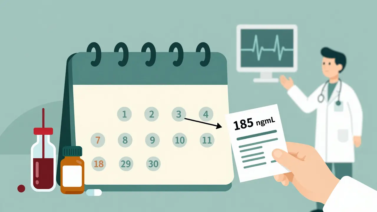 Blood draw at dawn with lab result showing toxic TCA level above safe limit