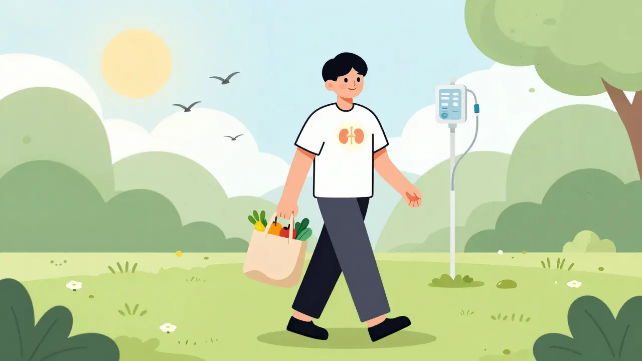 Person enjoying outdoor life after successful kidney transplant