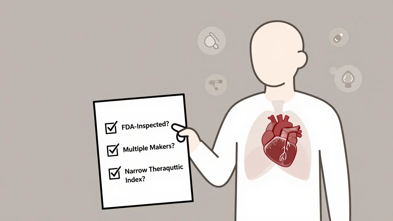 Pharmacist guiding a patient with a checklist for safe generic medication use.