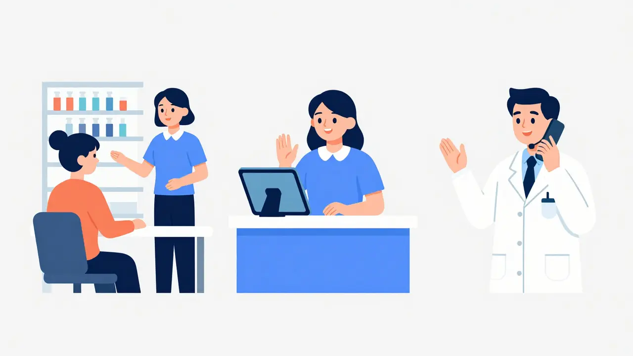 Three ways of pharmacy interpretation: on-site, video remote, and telephonic services