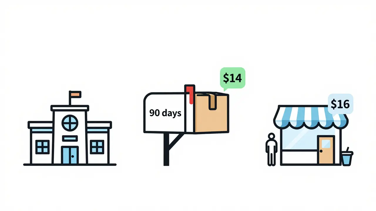 Comparison graphic showing lower cost of home delivery vs retail pharmacy