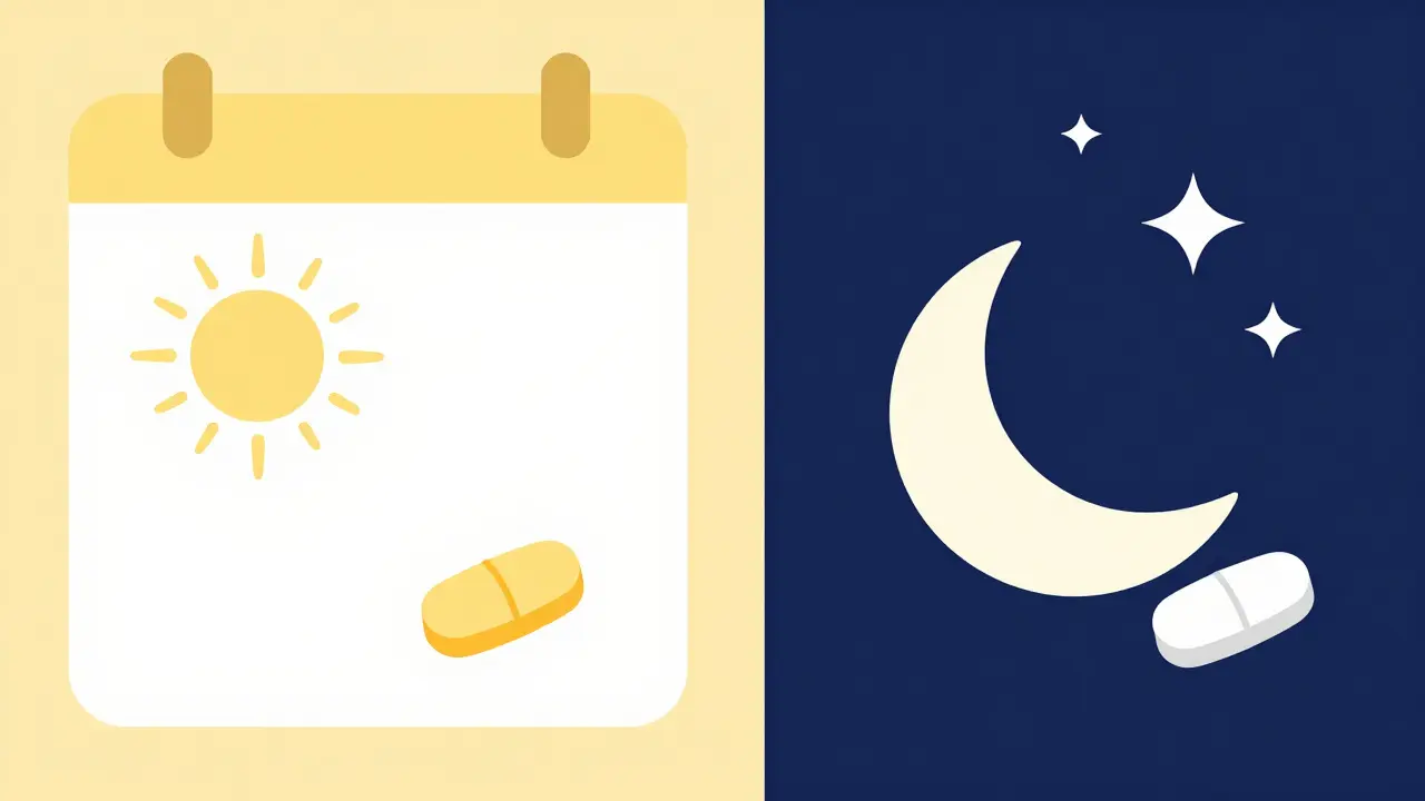 Comparison of morning versus evening timing for medication consistency.