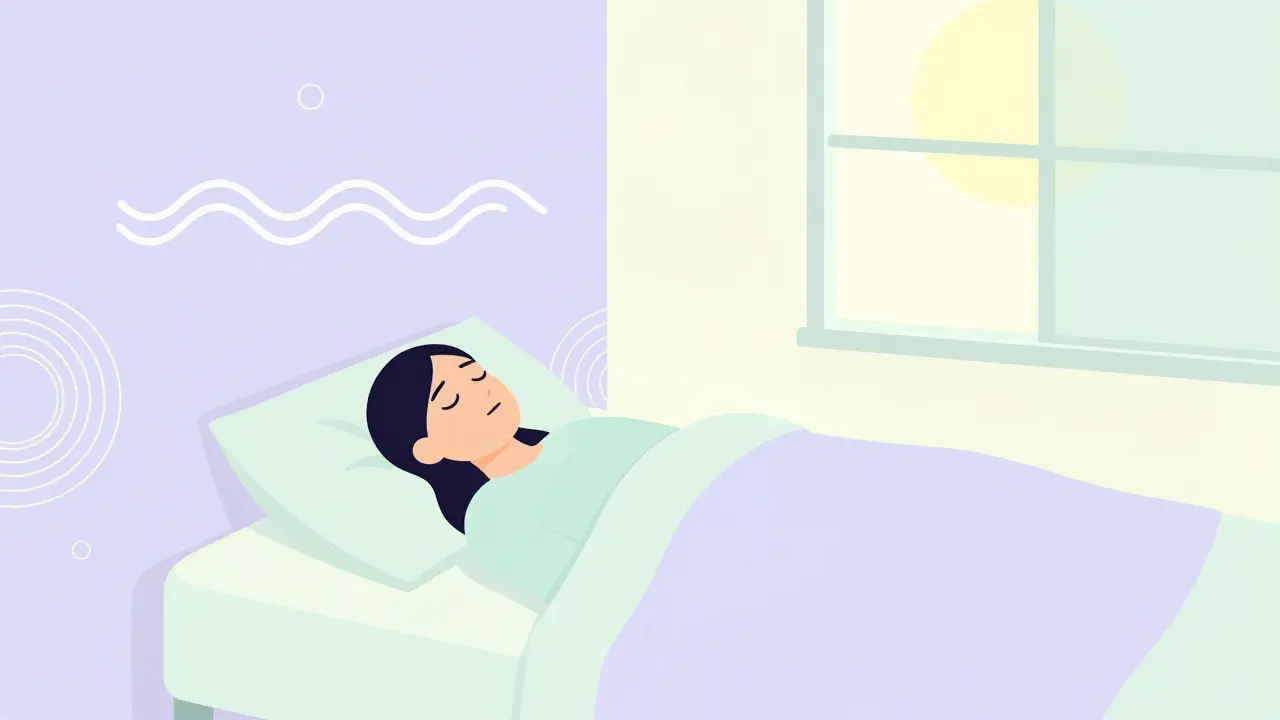 Person sleeping peacefully using therapy instead of medication
