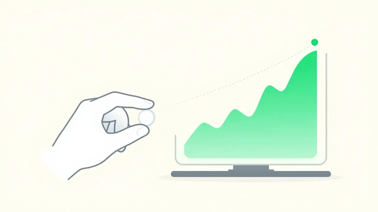 Hand holding tablet connected to digital health data waves