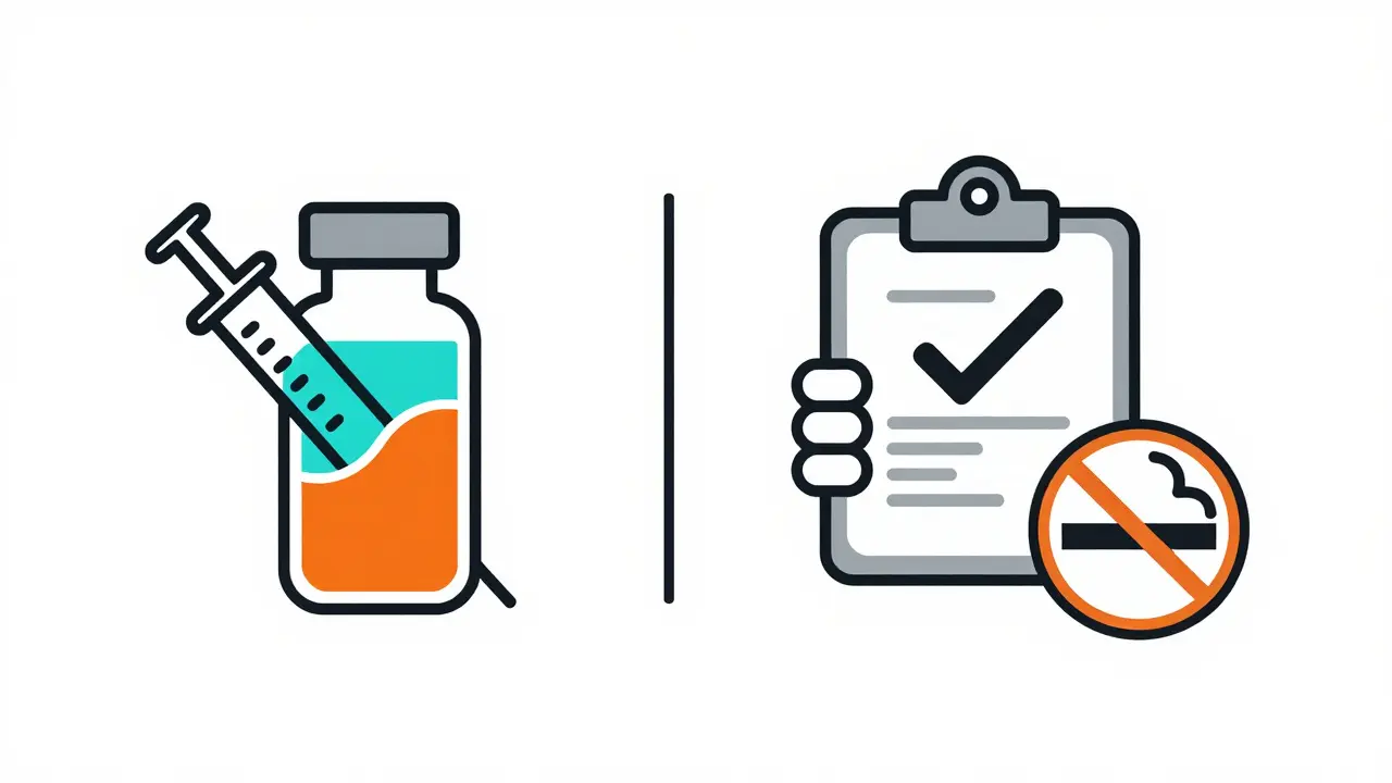 Icons for blood tests and smoking cessation advice