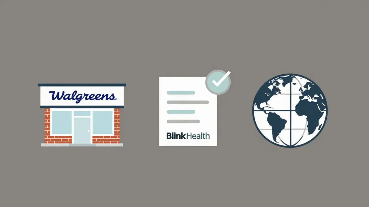 Icons representing safe online pharmacy options