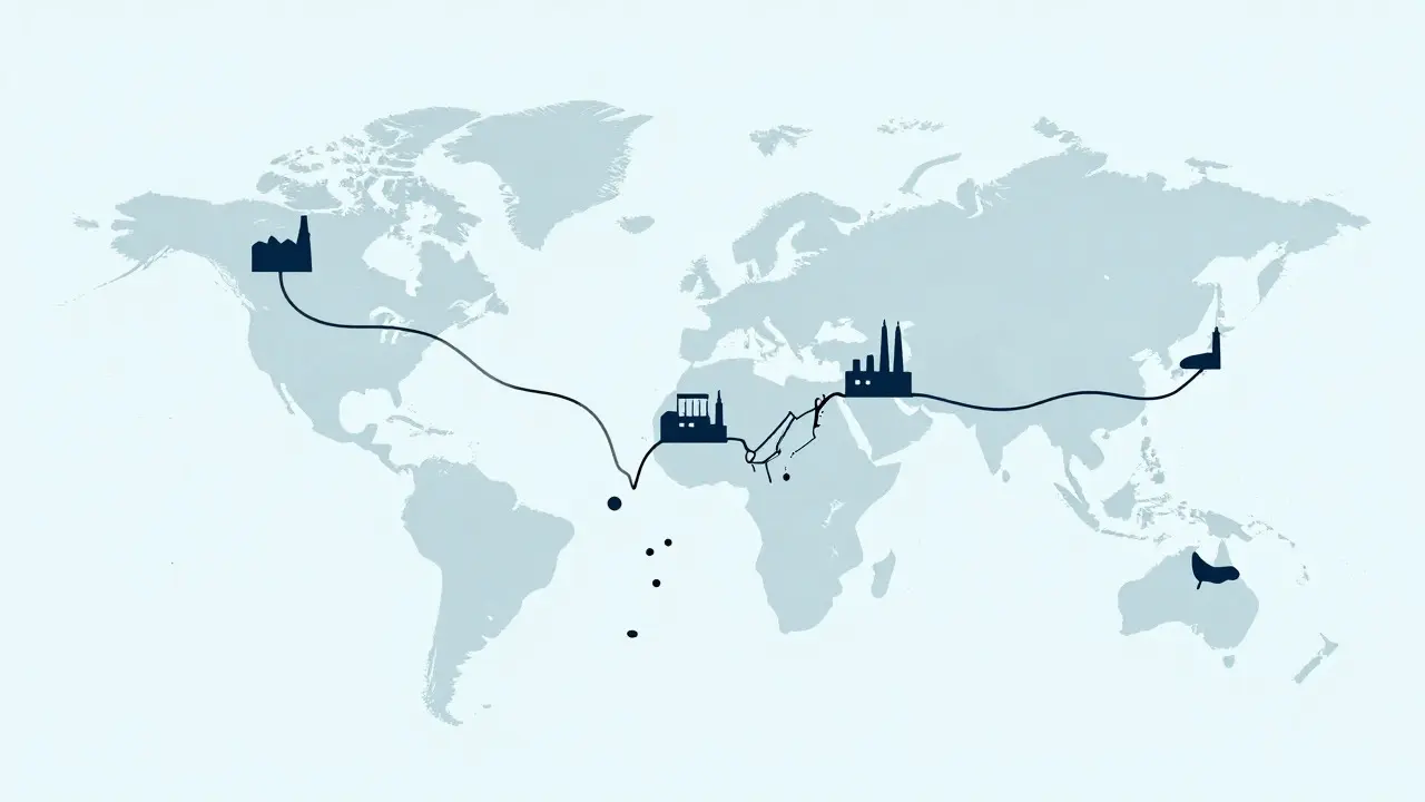Fragile global supply chain line breaking between continents